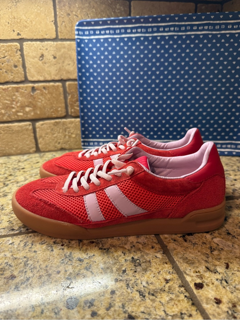 Steve Madden Red and Light Pink Low-Top Athletic Sneakers